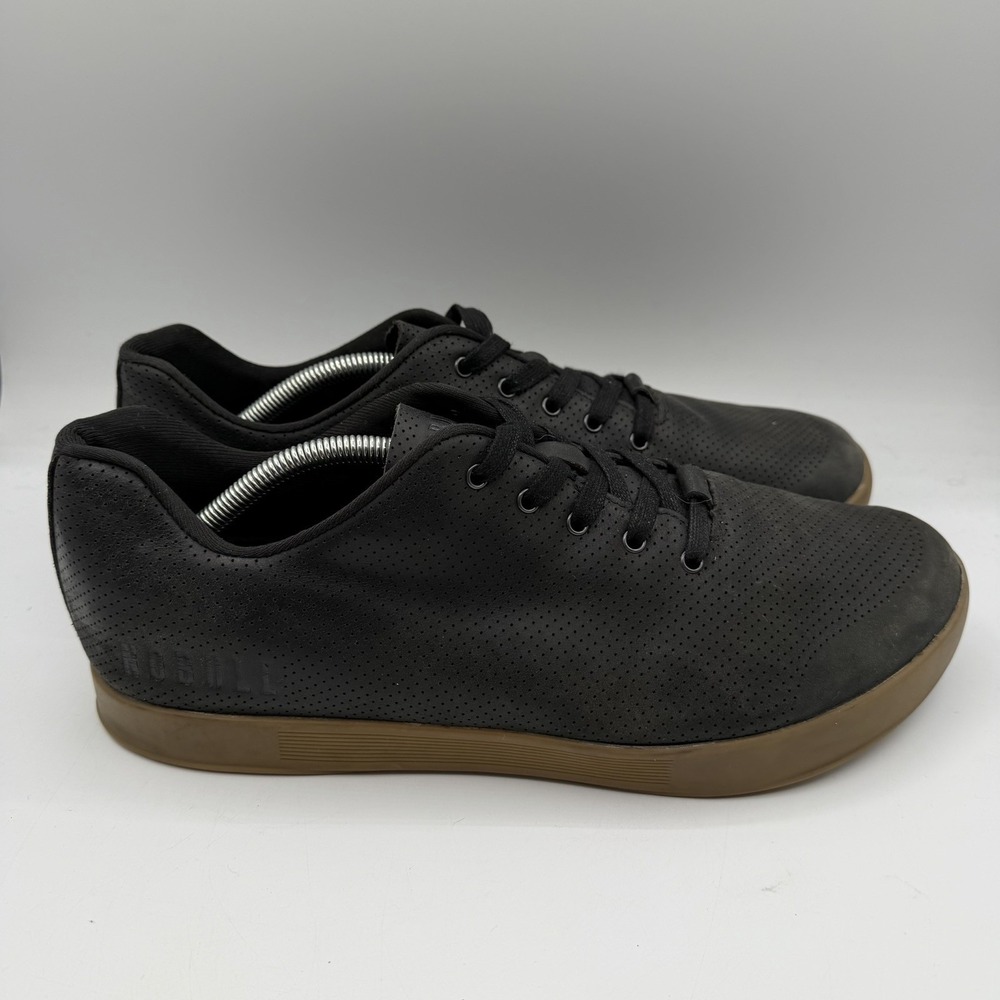 NoBull Trainer Shoes Mens Sz 12.5 Black Leather Perforated Gum Soles